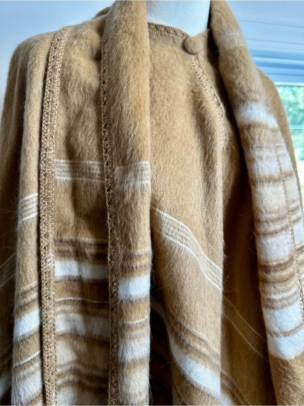 Vintage Alpaca Camargo Peru Poncho Cape + Scarf